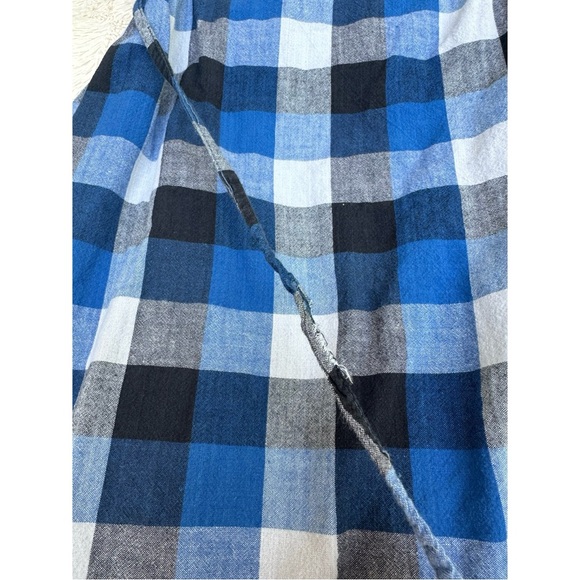TBF Blue Plaid Button Down Quarter Length Sleeve Flannel Dress - Picture 15 of 17